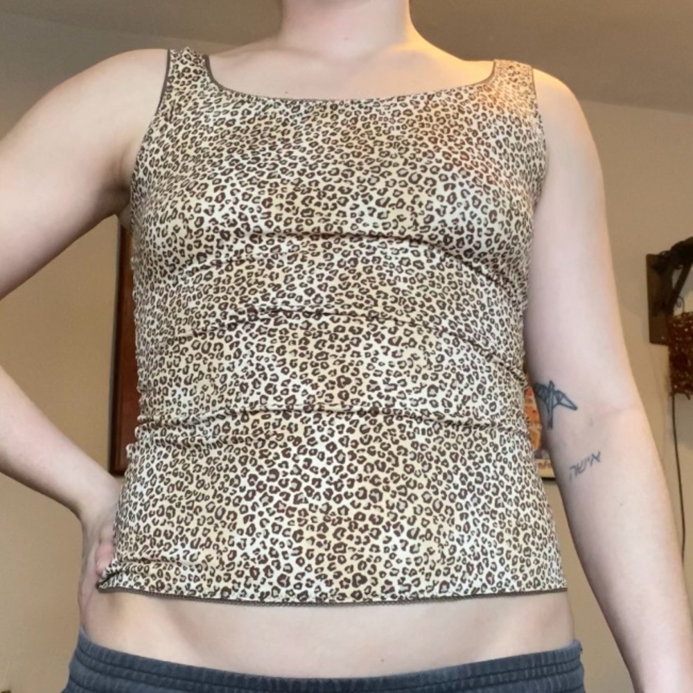 Flexees Leopard Cami Top in Tan & Brown